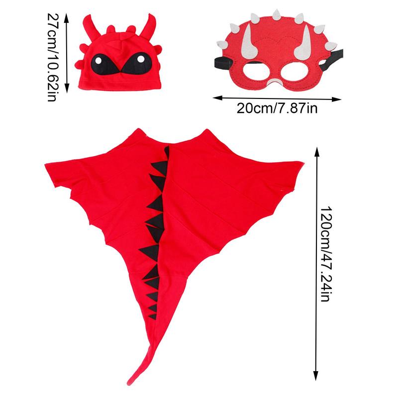 Костюм дракона, детский костюм динозавра для детей, комплект костюма дракона, плащ, шляпа, чехол для лица на Хэллоуин, ролевая игра в стиле динозавра