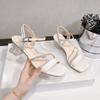 Summer New High-heeled Sandals Women's Thick-heeled Open-toed Versatile One-word High-heeled Sandals
