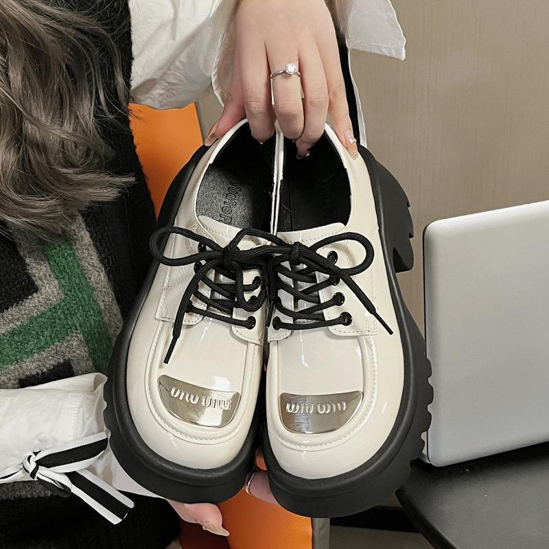 Лоферы из натуральной кожи на платформе, женская обувь, весенние новые туфли в британском стиле, кожаные туфли увеличены за счет туфель Мэри Джейн