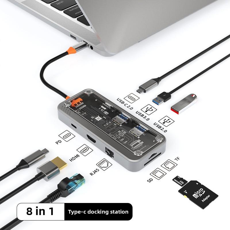 USB-концентратор Type-C 10 в 1 с прозрачным дизайном, многофункциональный док-адаптер