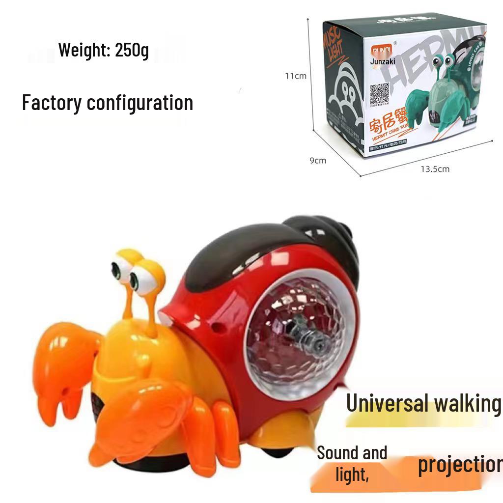 Electric Hermit Crab Toy - Obstacle Avoidance, Music & Light Projection for Kids