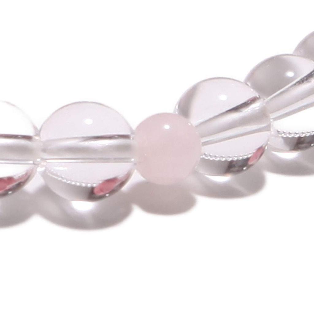 Nenjudo Made in Japan Women's Prayer Beads, Made with Genuine Crystal and Rose Quartz, Silk Tassel, and Prayer Bead Bag, Suitable for All Sects