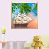 Вышивка крестом DIY Алмазная вышивка Яхта и кокосовая пальма Полная круглая алмазная живопись Домашний декор