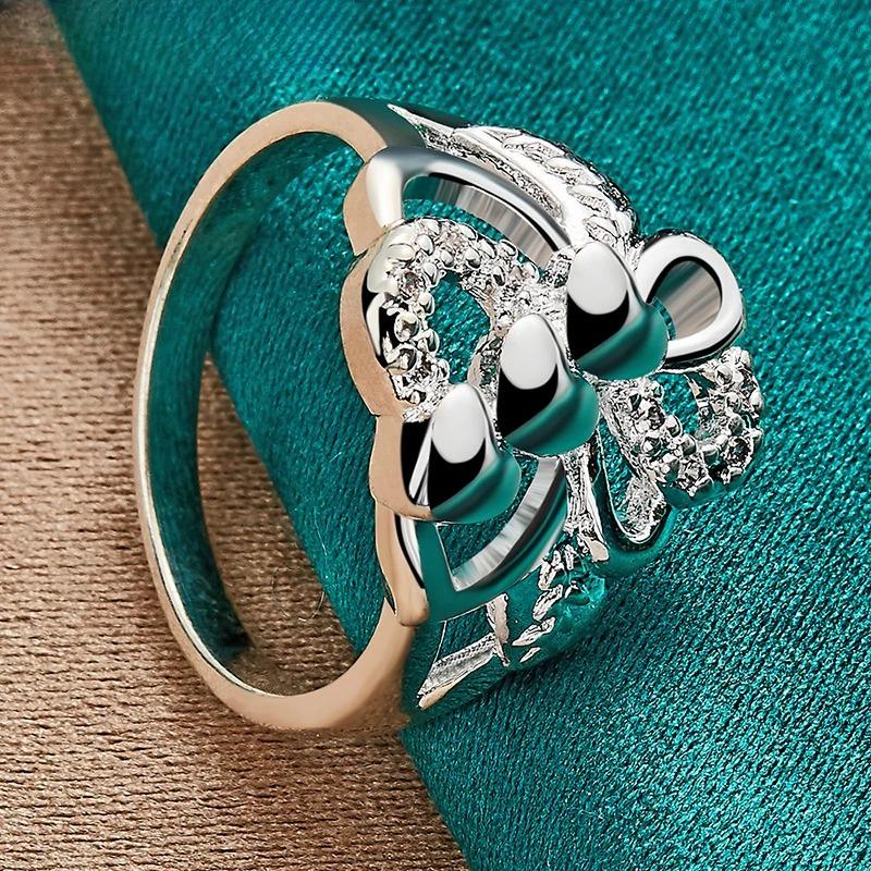 925 Sterling Silver Three Heart 7-10 # Ring For Women Wedding Party Fashion Charm Jewelry
