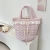 Korean Style Bucket Bag Sweet Fresh Lace Lunch Bag Portable Bowknot Handbag  Student