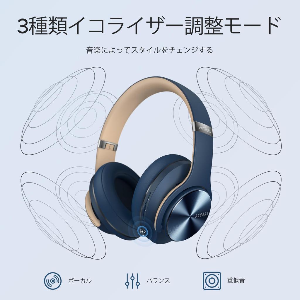 DOQAUS Bluetooth Wireless Up To 80 Hours of Continuous 3EQ Sound Wired Sealed Memory Compatible with Cell and Walkmans LIFE3 Headphones, 5.3,