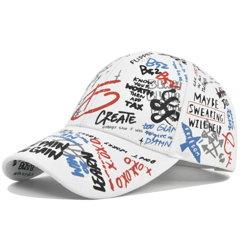 Graffiti Printed Hat Spring and Summer Men Baseball Cap Cotton Fashion Sunshade Casual Hat for Boy Girl