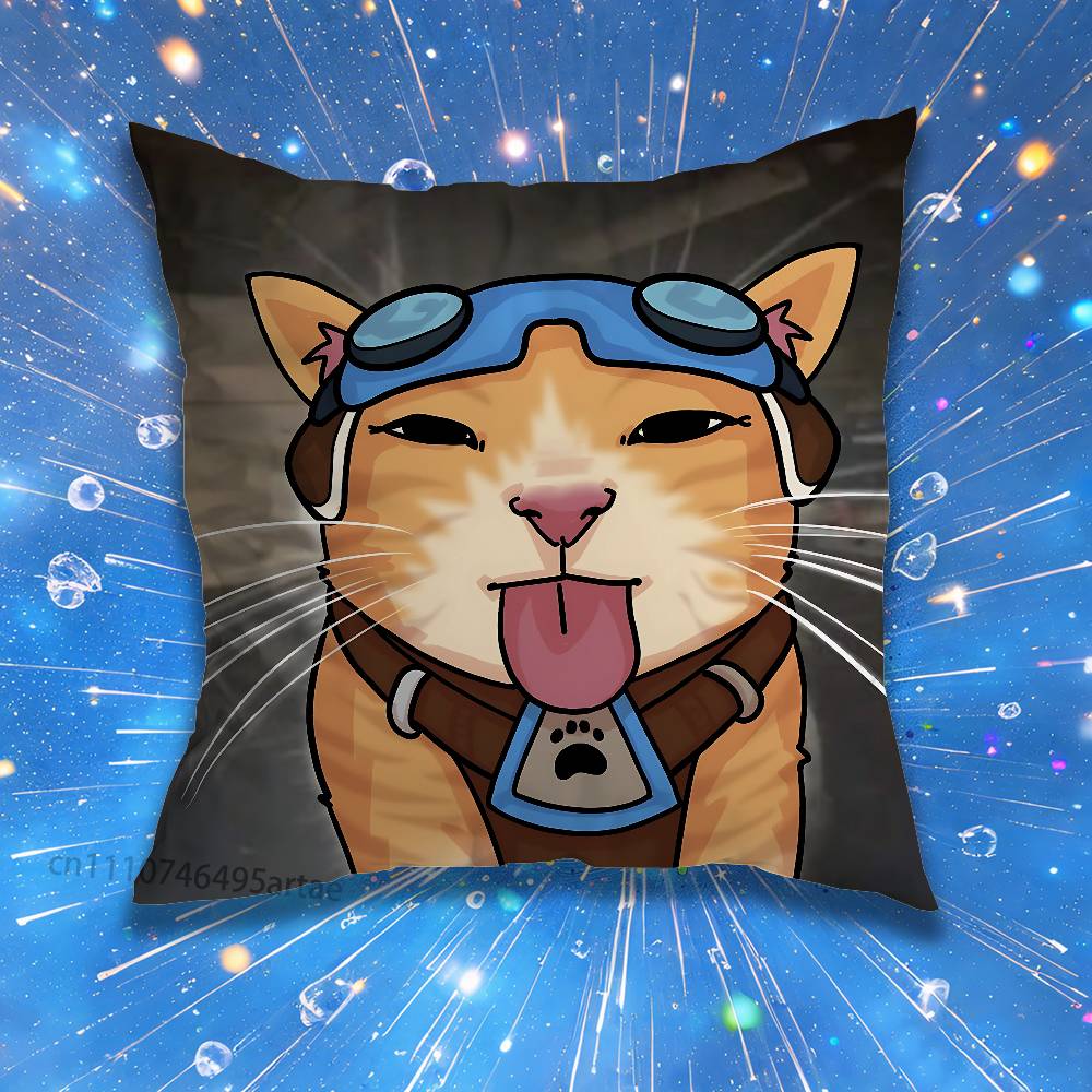 OOverwatch JetpackS cat Pillow Case For Home Bedroom Car Office Decoration Living Room Sofa Cushion Cover Suitable