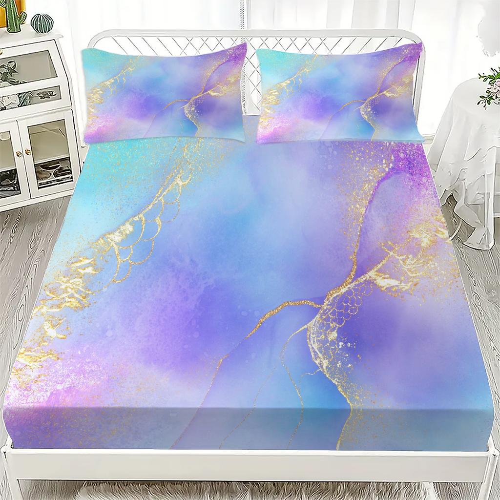 3D Fitted Sheets Marble Pattern Bedding Printed With Elastic Mattress Cover And Pillowcase Custom 180x200cm Boy Kids Decor