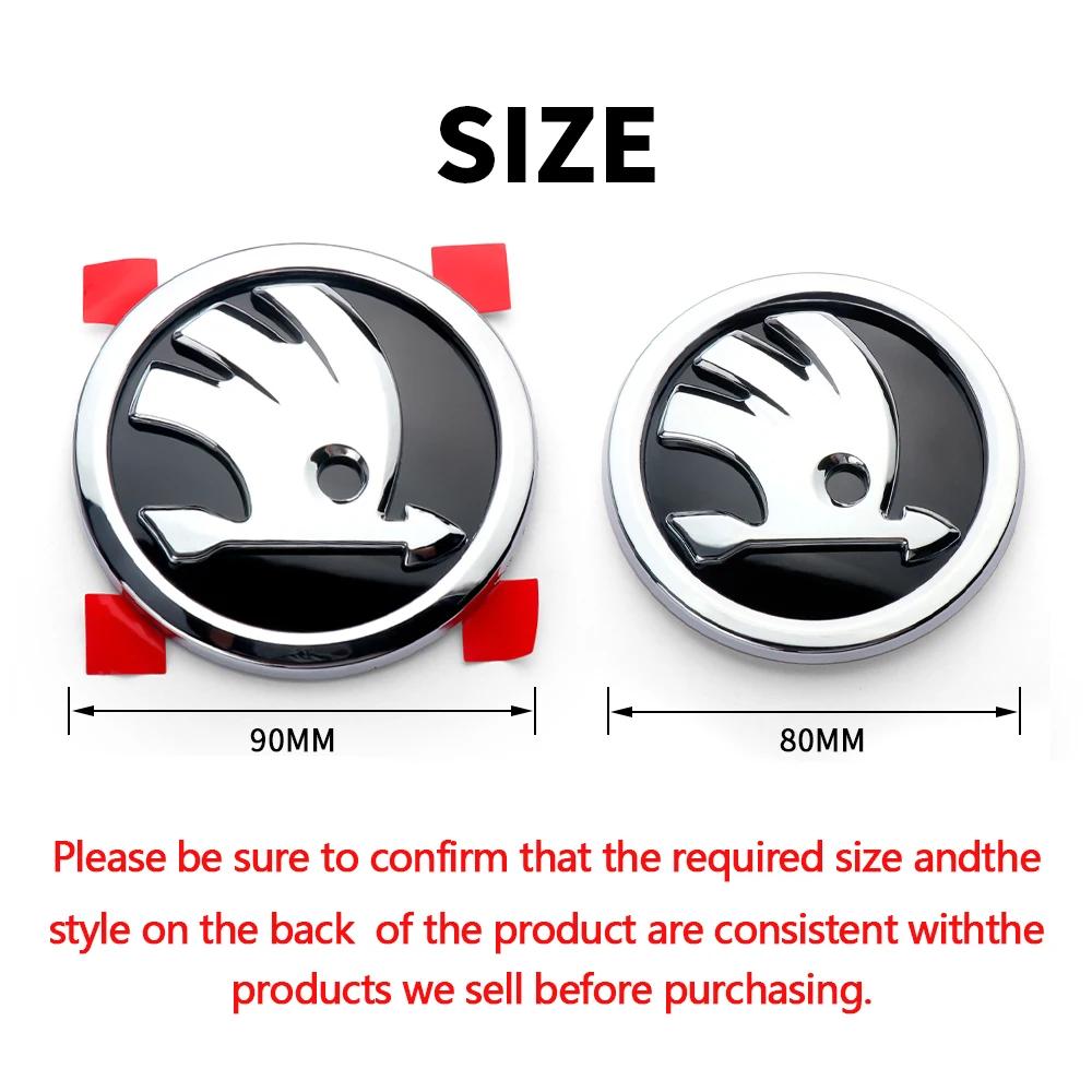 CGW1 2pcs Car Front Hood Badge Rear Trunk Emblem Replacement Sticker For Skoda S Octavia 2 3 Kodiaq Fabia Karoq Superb 3 Scala VRS A5