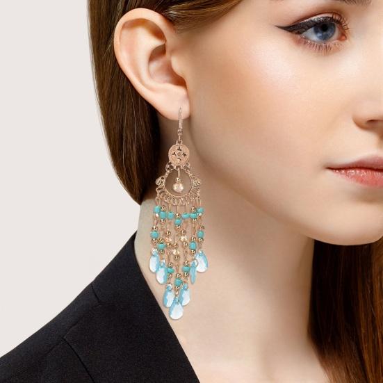 1 пара женских винтажных полых сережек с крючком в этническом стиле, увеличенные серьги из бусин в форме капли воды