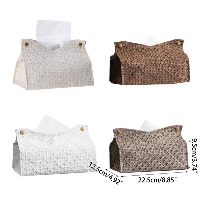 Держатель для салфеток из искусственной кожи, прямоугольный ротанговый чехол для коробки салфеток, диспенсер для бумажных салфеток для капель