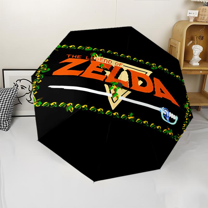 Z-Zelda Legends Print Automatic Umbrella, 8 Rib Iron Frame, Plastic Handle, Suitable for Outdoor Travel &Daily , Ideal Gift