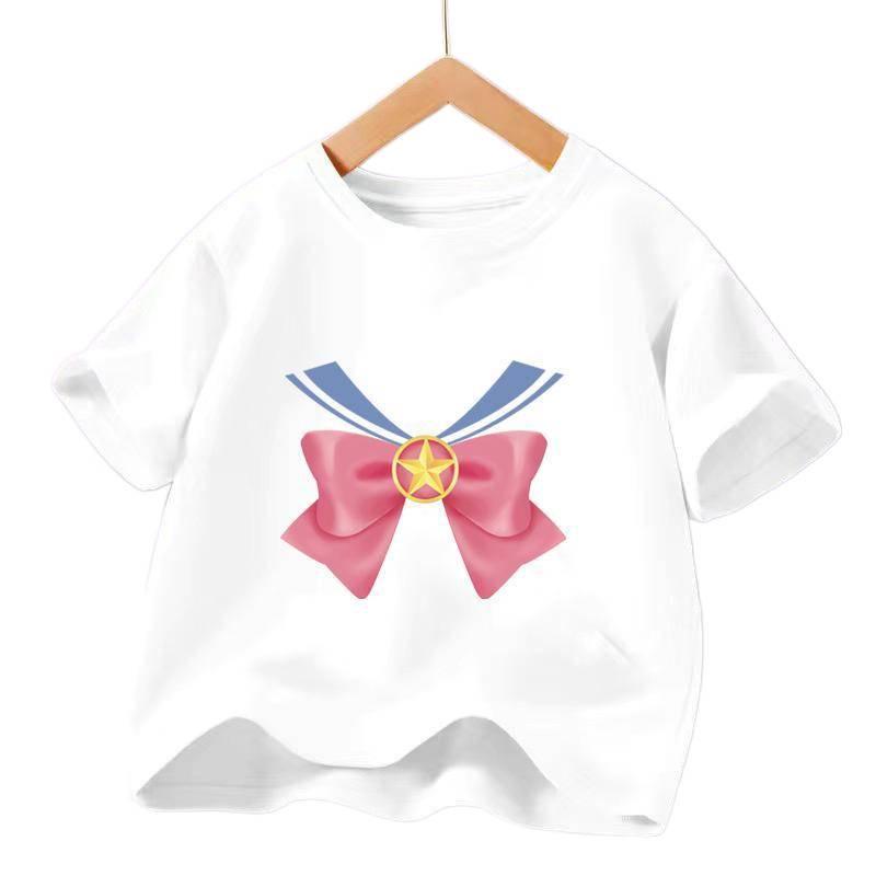 Girls' Anime Cartoon Short-Sleeve Cotton T-Shirt - Summer 2023 Trend