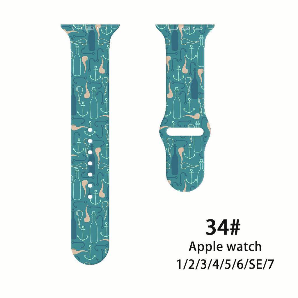 Ремешок Fresh Mori Printed Strap для Apple Watch S10 - мягкий силиконовый спортивный креативный сменный ремешок для iWatch 10/9/8/7/6/5/4/3/2/1/Se/Ultra/Ultra2 49 мм