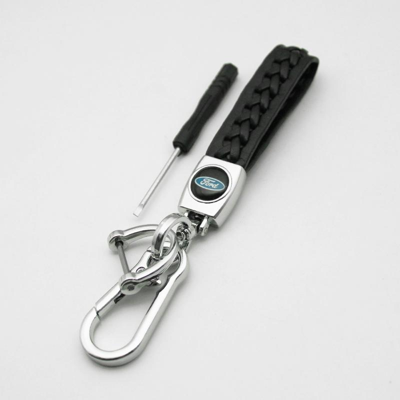 TVEI7 3DMetal/Leather Car Keychain Badge Emblem For Ford Fiesta Focus MK2 Mondeo Kuga Galaxy C-Max S-Max Key Chain Rings Accessories