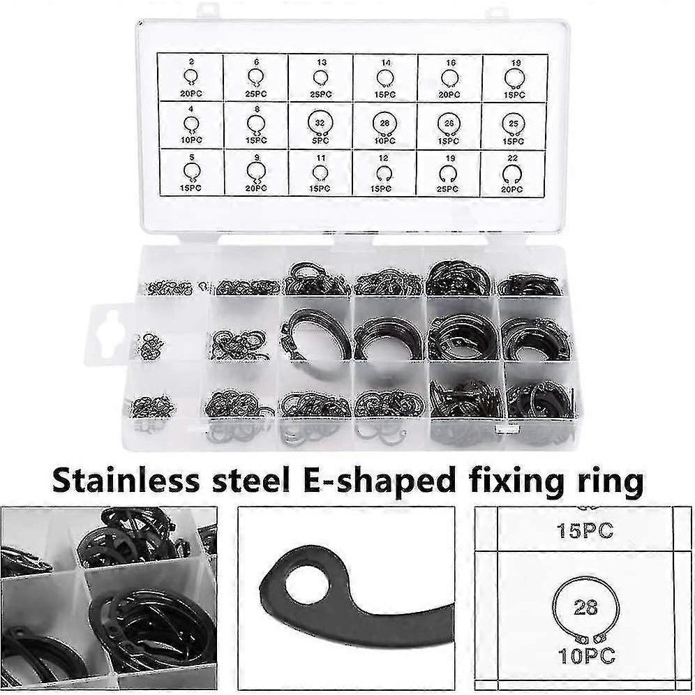 300pcs Assorted Circlip Kit, Bestzy Circlips Set Stainless Steel E-clip External Retaining Ring Snap Kit For Circlip Ring, 2mm To 32mm
