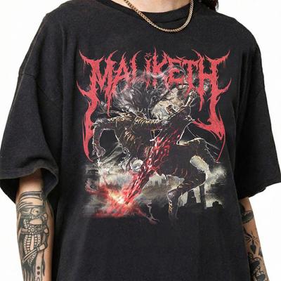 Футболка Comfort Colors с графическим принтом Маликет Dark Fantasy, Готическая рубашка воина и детская футболка, Ретро-мерч для геймеров Soulsborne