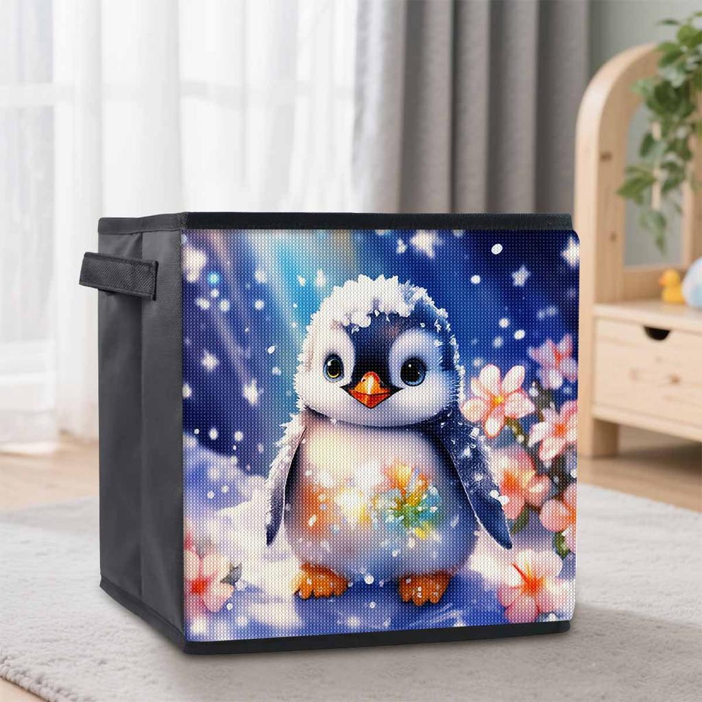 Penguins and Flowers 5D Diamond Painting Storage Basket Full Round Drill Mosaic Diamond Embroidery Cross Stitch Kits Home Decor Home Decor