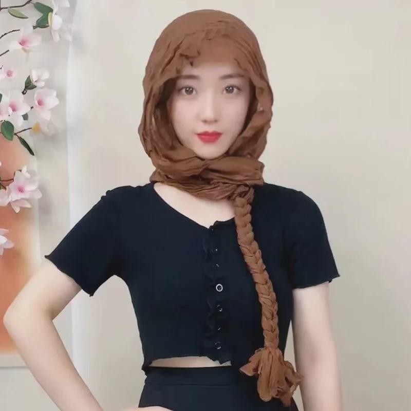 Плетеный платок для девочек, сотканный вручную - модный осенне-зимний воротник и повязка на голову