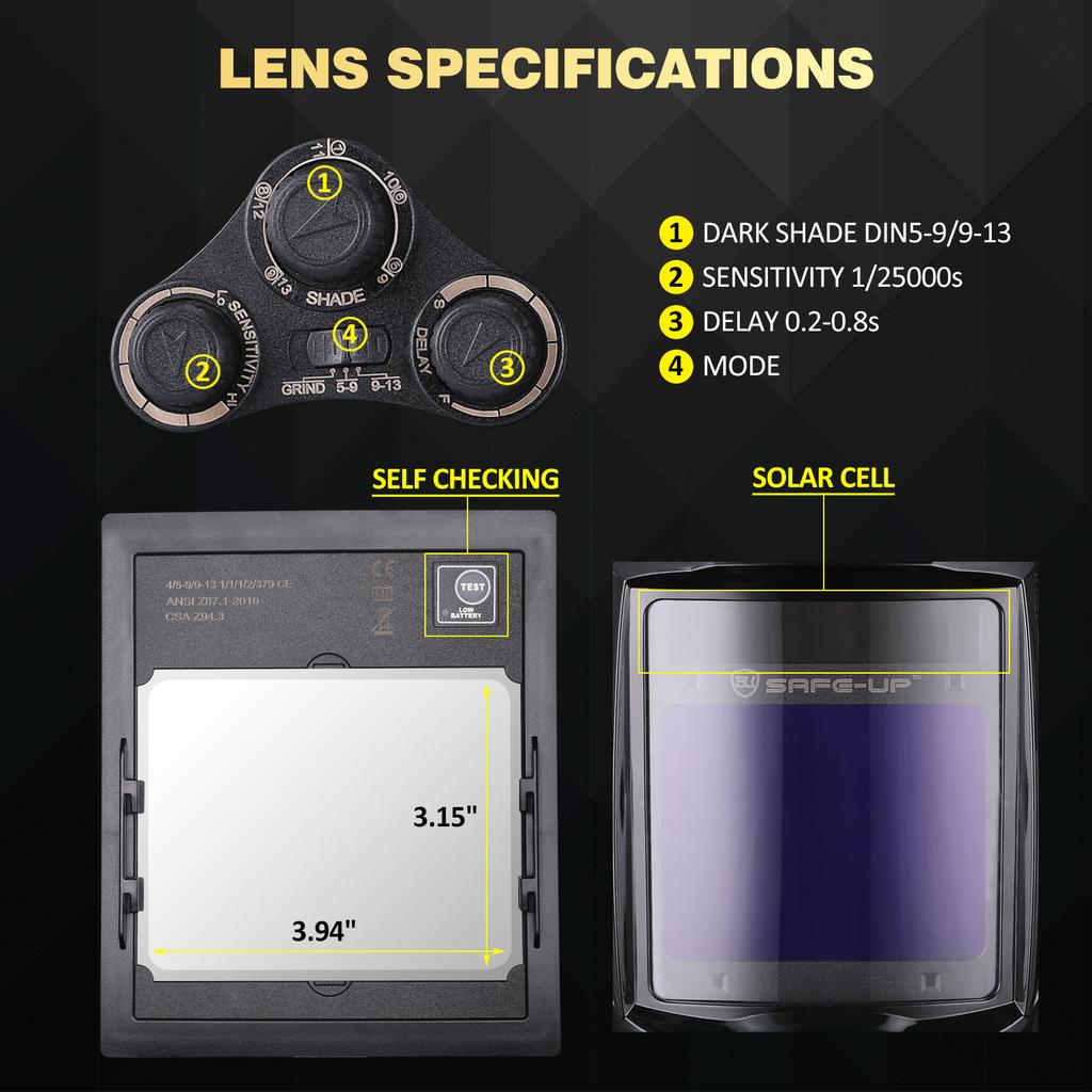 Сварочная маска 1/1/1/1 Автозатемняющийся сварочный шлем 100x80 мм Большой обзор TRUE Color 4 датчика для сварочного аппарата MIG MAG MMA