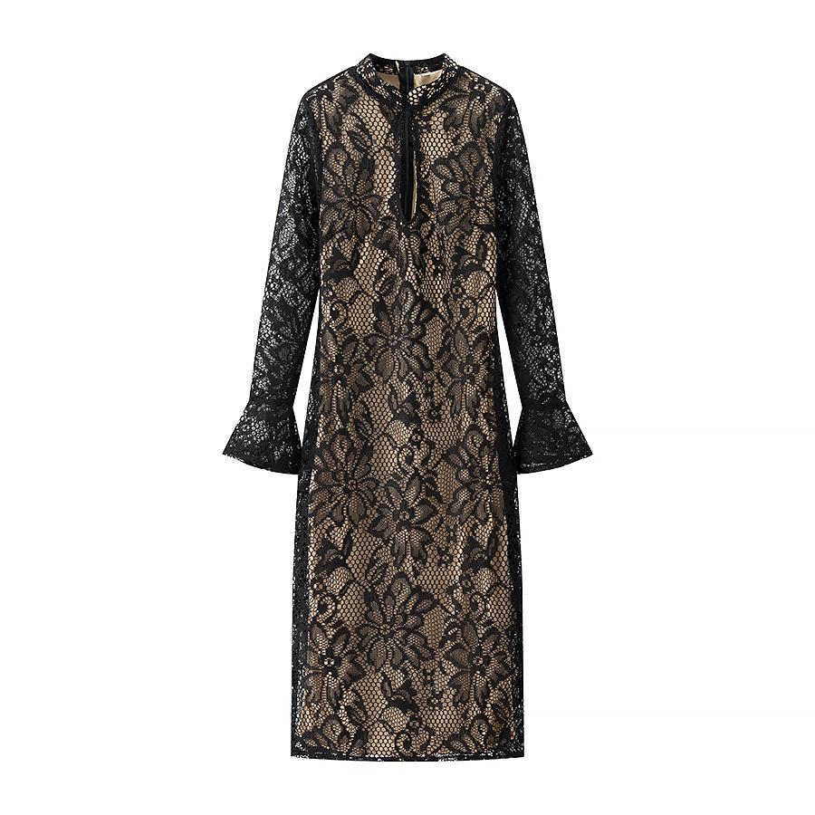 Европейское и американское сексуальное женское платье ципао с длинным рукавом, кружевное, с вырезами, приталенное