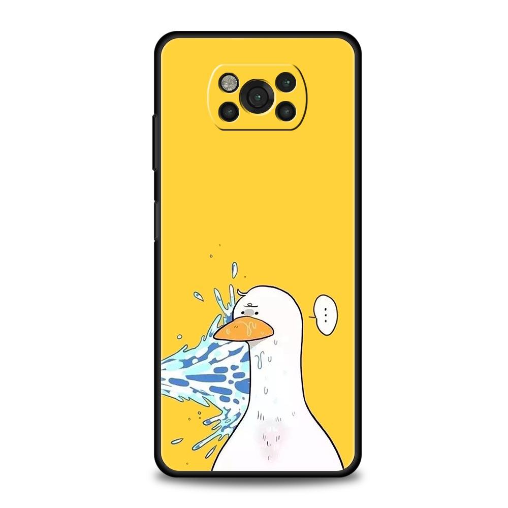 Чехол для телефона для Xiaomi Poco X6 X5 X4 Pro 5G X3 NFC F5 F4 M5 M4 M3 F3 GT C51 C50 C55 Силиконовый Черный Чехол Мультяшная Утка Гусь Игра