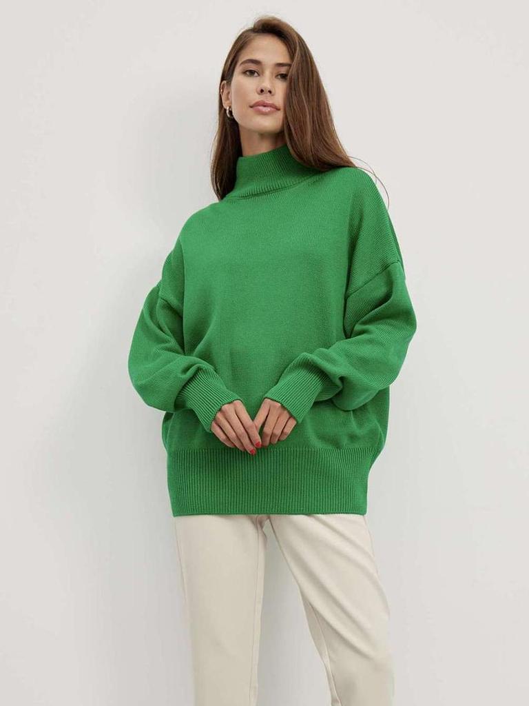 MIEGOFCE Весенний женский повседневный свитер с высоким воротником, теплые свитера, вязаный пуловер, однотонный вязаный топ