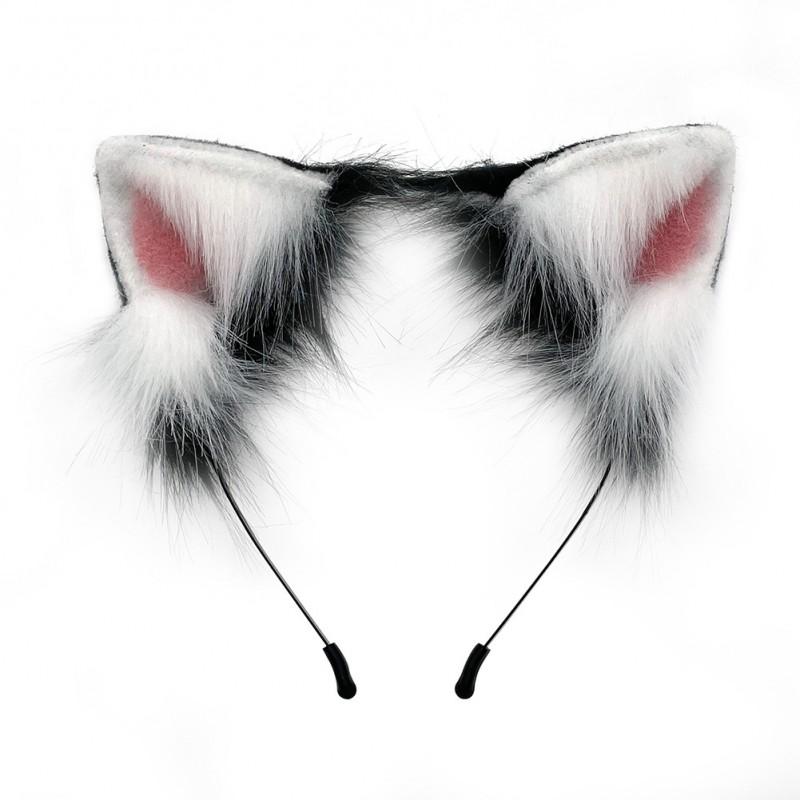 Handmade Plush Cat Ears Headband With Tail Accessory Set Cosplay Costume Unisex