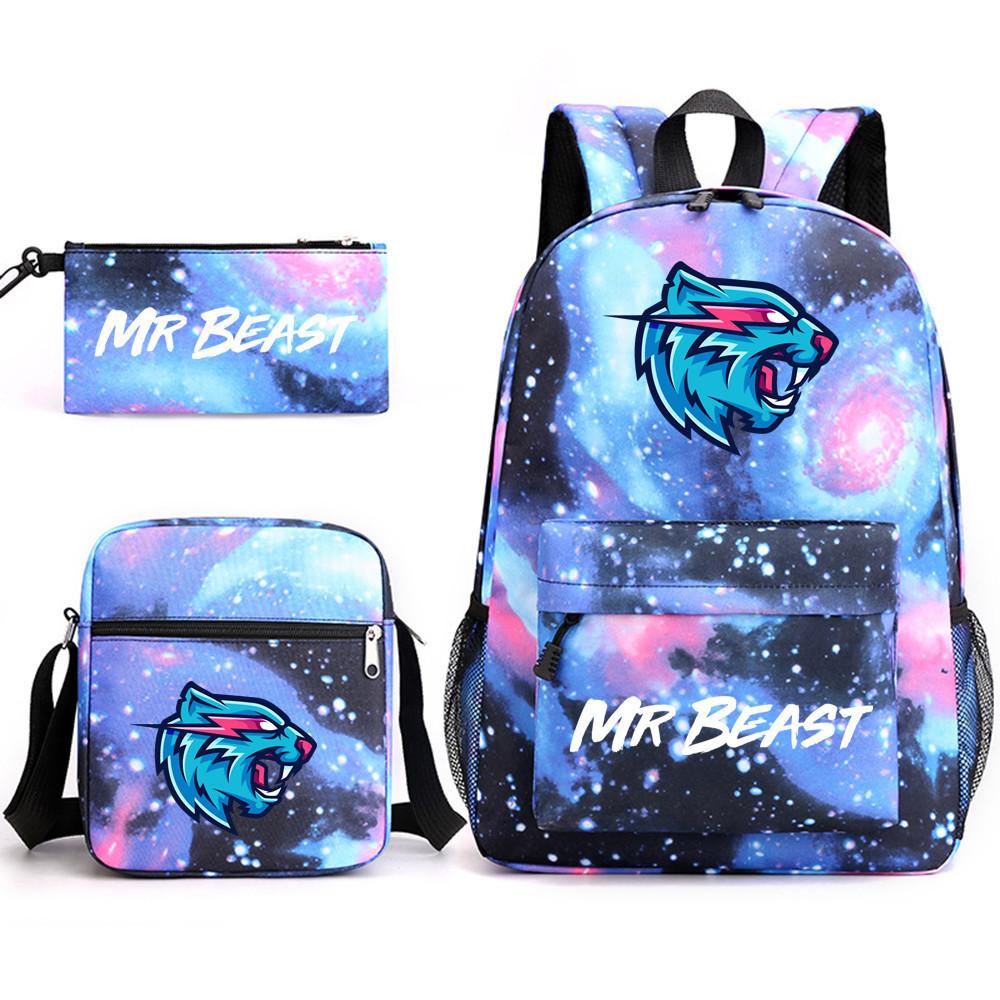 Комплект рюкзака из трех частей Mr Beast Lightning Cat для школы с милым и забавным дизайном