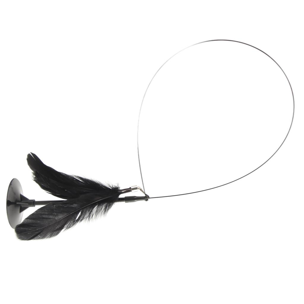 Cat Teaser Stick Self Entertainment Bite Resistant Powerful Suction Cup Cat Feather Wand Toy for