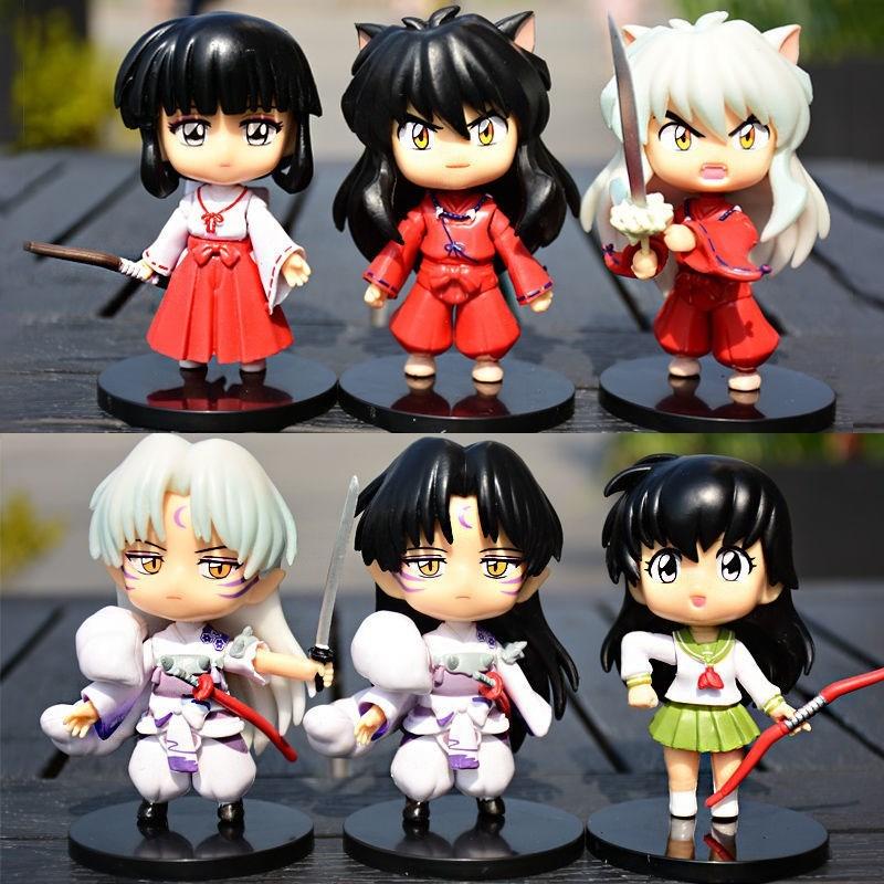 New Inuyasha Anime Figure Higurashi Kagome Miroku Sesshoumaru Action Version Toys Pvc Model Doll Gifts Kids Q for Poseable Articulated Scale 2