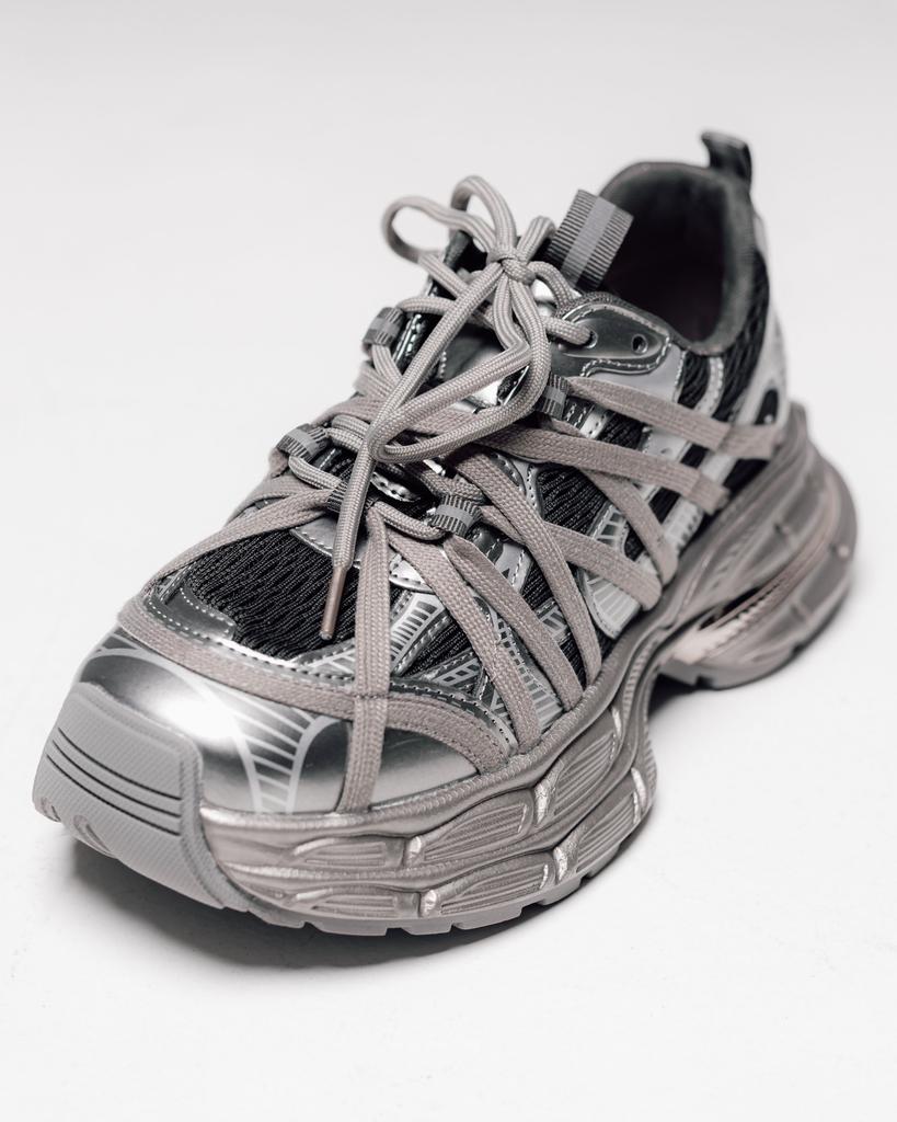 Кроссовки на платформе Allsy 19527 36 серо-молочные кожа текстиль