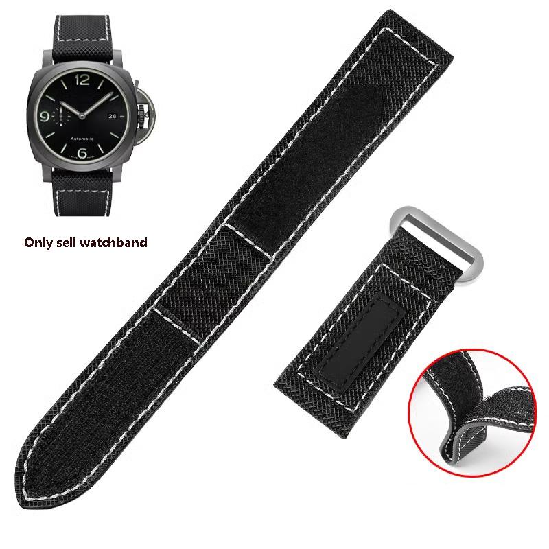 Нейлоновый холщовый ремешок для часов Panerai PAM01118/01661/441 Липкий углеродный волокно Наручный ремешок Большой размер Аксессуары для браслетов 24 мм 26 мм
