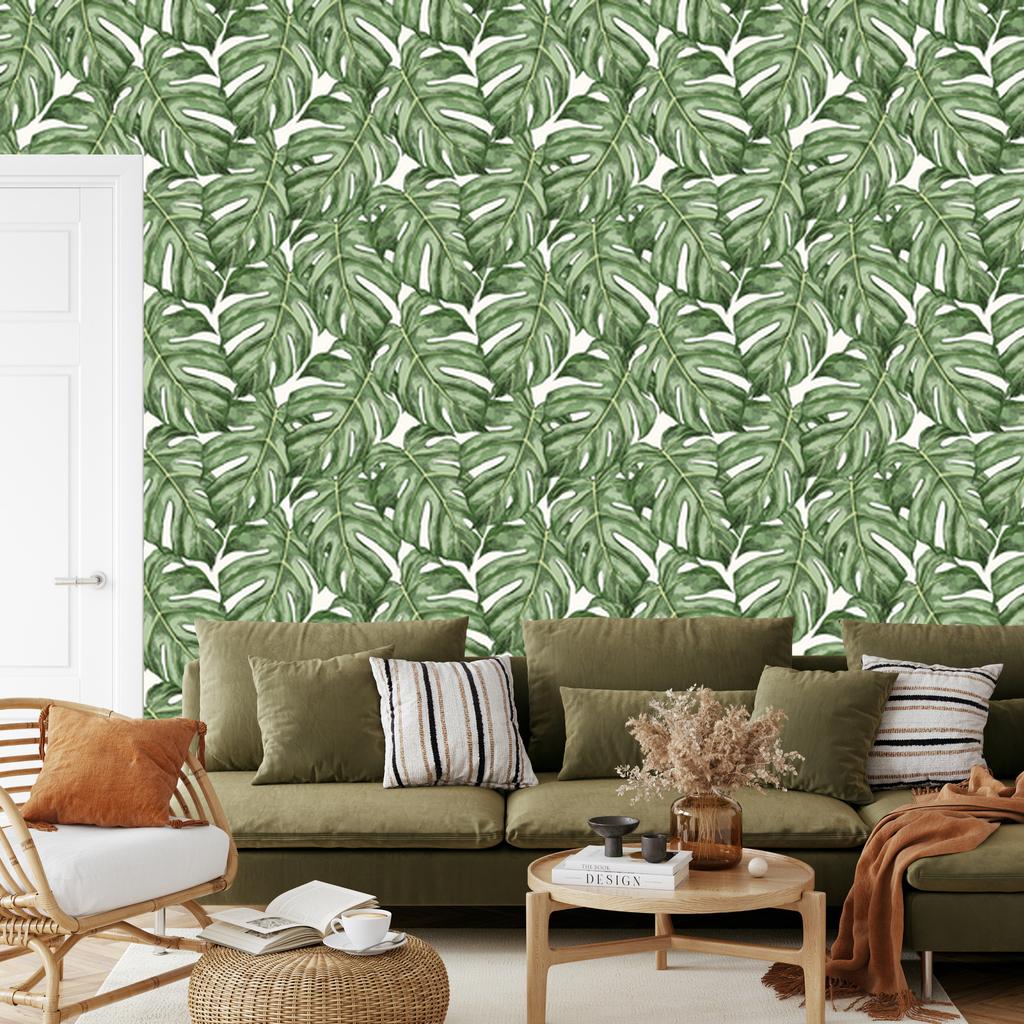Monstera Leaves Wallpaper for Living Room and Bedroom 50x1000