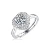 Bague Ringen S925 Набор с муассанитом в форме сердца 1 карат, серия Creative Trend, регулируемые кольца, аксессуары