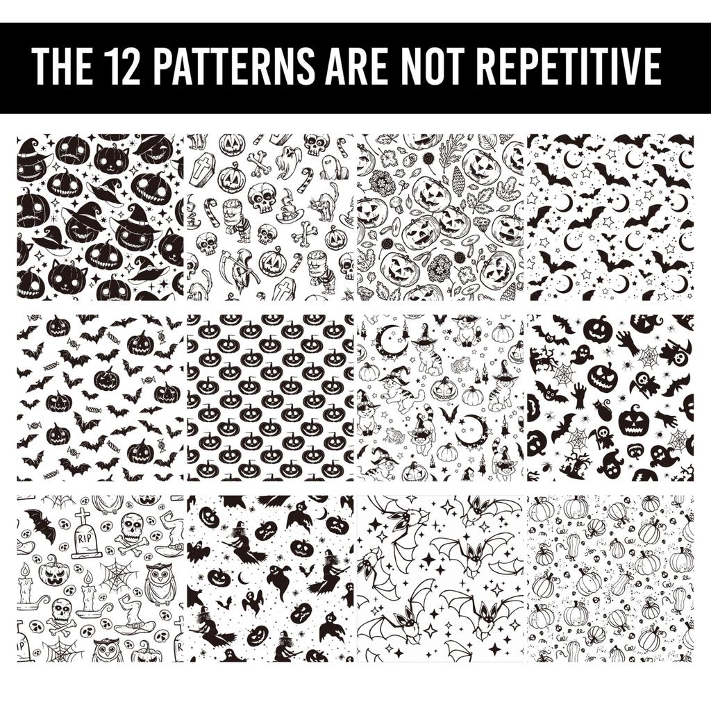 Halloween Pattern Paper Set, Decorative Paper For Card Making, Crafting, Scrapbooking, Decoration