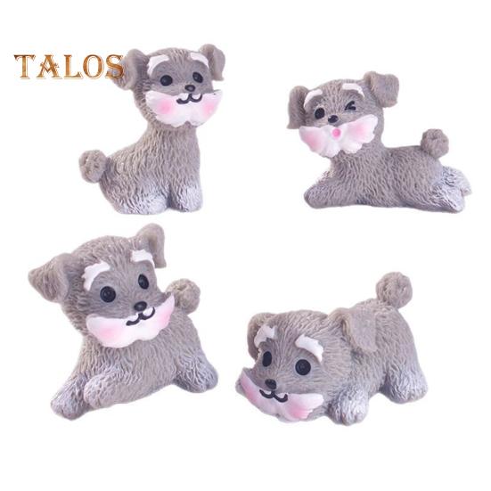 4 шт. миниатюрные фигурки щенков, украшение в виде мини-шнауцера, украшение на приборную панель автомобиля, статуя собаки из смолы для сада фей, бонсай, офисный стол