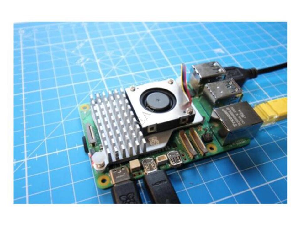 Алюминиевый радиатор с ребрами и охлаждающий вентилятор для Raspberry Pi 5-го поколения