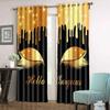 3D Print Modern Pink Golden Eyelash Eyes 2 Panel Lounge Elegant Shading Blackout Window Curtain for Girl Living Room Bedroom