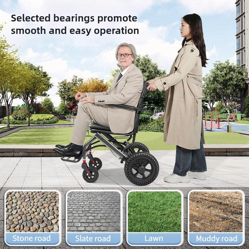 Портативная ручная инвалидная коляска для пожилых людей, легкая и складная, для пожилых людей, ходьба, ручной самокат
