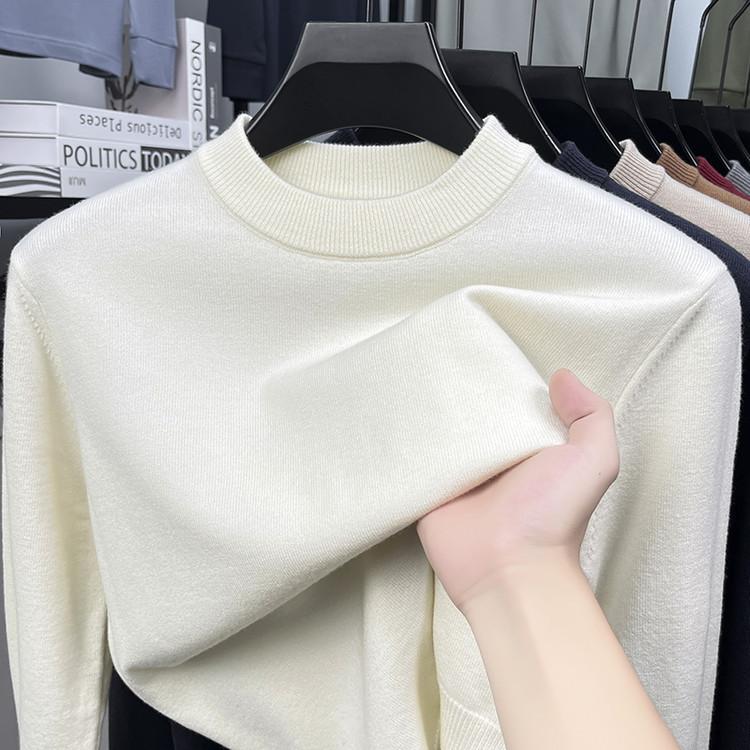 Весенне-осенняя футболка с длинным рукавом, вязаная базовая футболка, мужской свитер с длинным рукавом и круглым вырезом