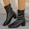 Модные женские ботильоны из кожи на высоком каблуке, зимние дизайнерские новые туфли с квадратным носком для женщин, трендовая обувь для вечеринок 2024 года, туфли-лодочки, платье, женская обувь Zapatos
