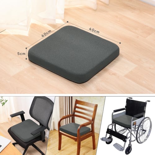 Baibu Home Seat Cushion, Low-Resilience + High-Resilience Chair Cushion, 40 x 40 x 5 cm, Two-Layer Construction, Dark Gray, Washable Cover