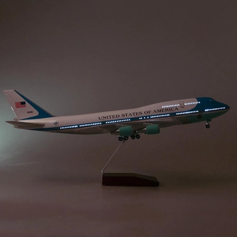 Для самолета Air Force One B747 Модели самолетов Наборы Дисплей Литой самолет для взрослых со светодиодной подсветкой(Сенсорное или Звуковое Управление)