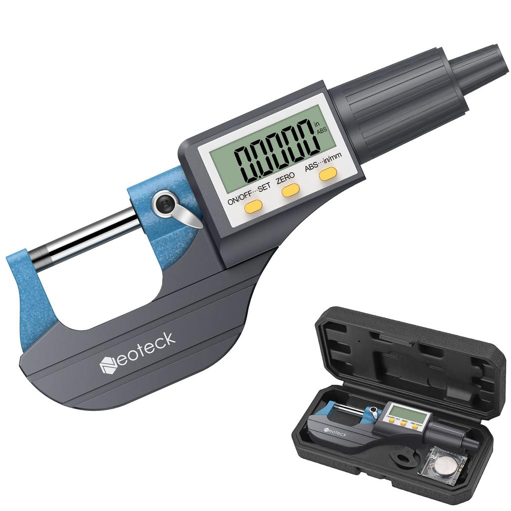 Neoteck Digital Micrometer Thickness Measuring Instrument 0-25mm LCD display
