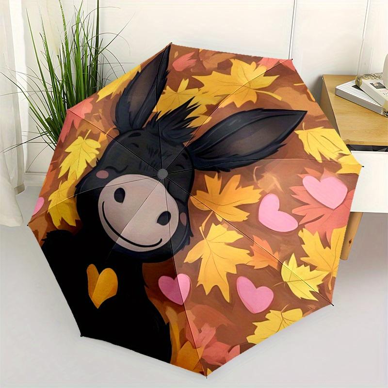 1pc Autumn Donkey Automatic Open/Close, Foldable Compact Umbrella with 8-Rib Shaft, Perfect Gift For Men And Women 081