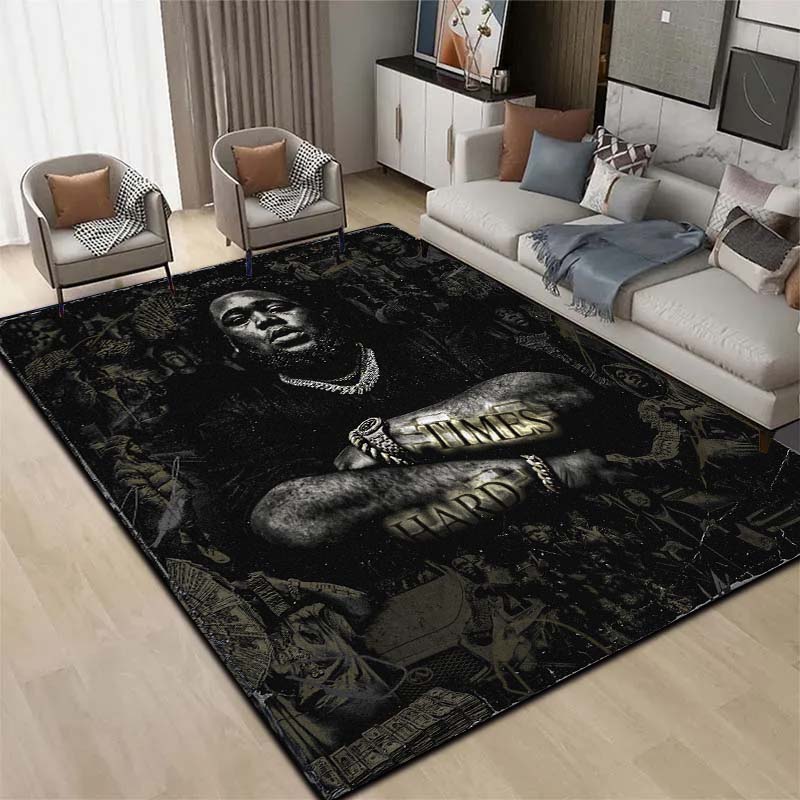 3D Hip Hop Rapper Carpet Rod Wave Home Living Room Bedroom Decoration Flannel Comfortable Anti slip Area Corridor Carpet Gift