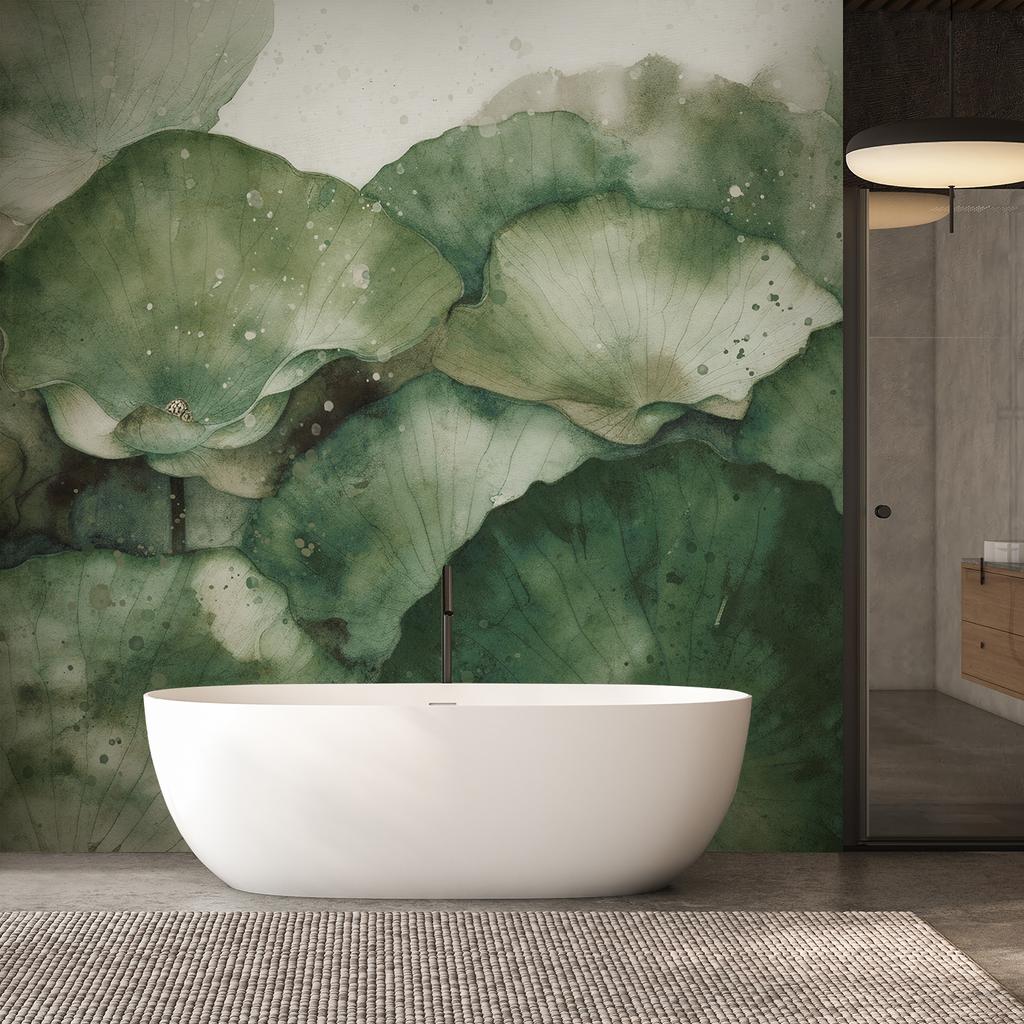 Wallpaper Green lotus leaves