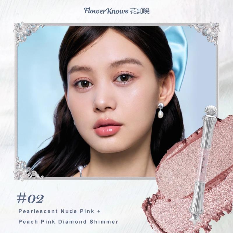 Flower Knows Двусторонний хайлайтер для зоны под глазами с перламутровым эффектом - Водонепроницаемый и устойчивый к смазыванию инструмент для макияжа